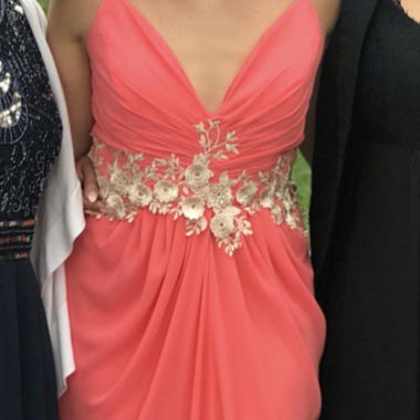 Coral-Colored Evening Dress