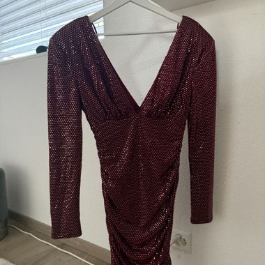 SOVAYE glitzer Kleid Rot XS-S