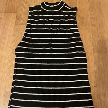 white and black striped top