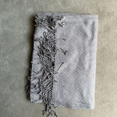 Light Gray  Pashmina-Style Shawl with Fringe