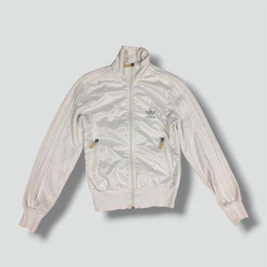 Adidas glänzende Vintage-Trainingsjacke weiss 90er