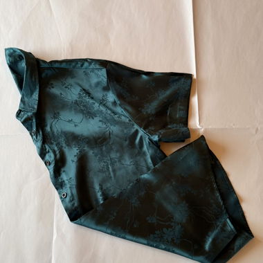 Teal Satin Floral Hemd