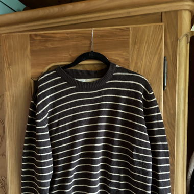 Brown striped Grandpa sweater