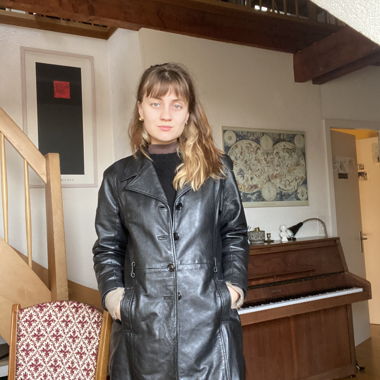 Vintage black leather coat