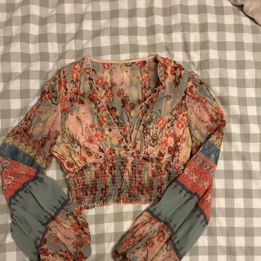 Top floral à smocks 