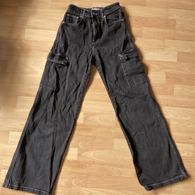 Jeans cargo taille haute noirs