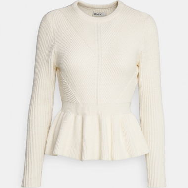 Pullover en maille côtelée crème blanche