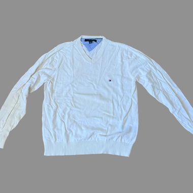 Maglione Tommy Hilfiger con scollo a V, Bianco/Crema, M