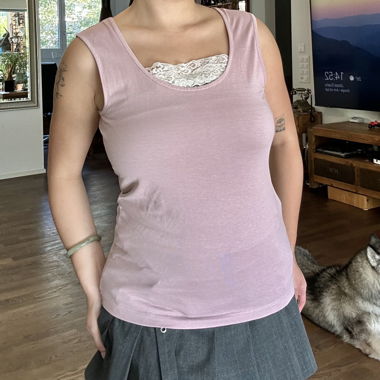 japanese vintage: erdiges rosa ärmelloses top