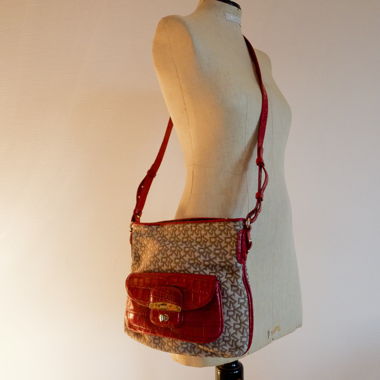DKNY Monogram Canvas/Leather Shoulder Bag