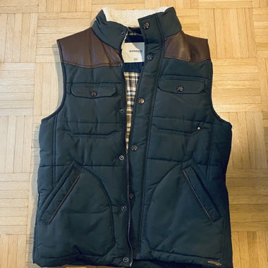 Gilet senza maniche trapuntato verde e marrone