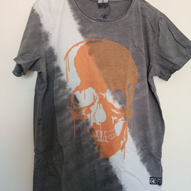 T-shirt teschio grigio/arancione