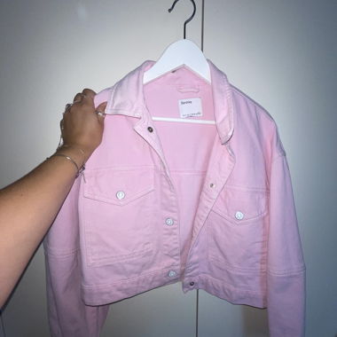 Giacca corta in denim rosa