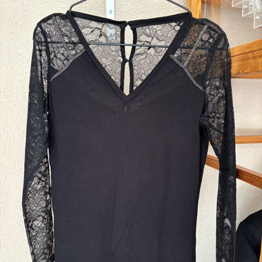 Pull noire col en dentelle Morgan 