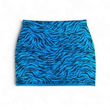 Jupe courte mini à imprimé zèbre bleu (M) style Y2K