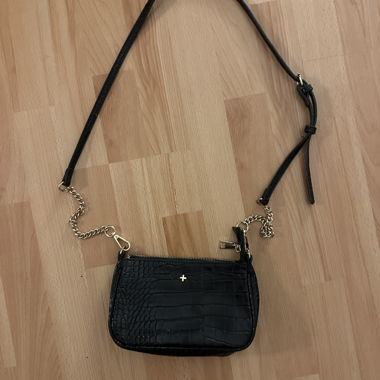 Black crocodile mini crossbody bag