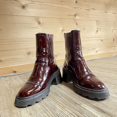 Bobbies Burgundy Patent Ankle Boots Size 36