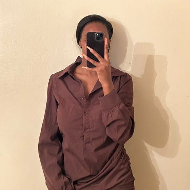 Robe-chemise marron ajustable 