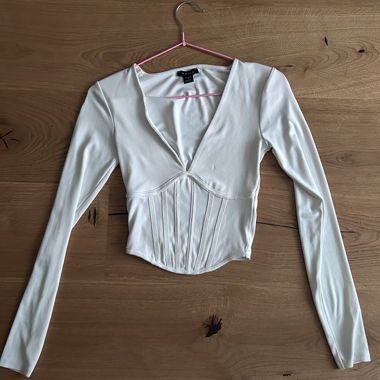 Amisu white long sleeve corset top