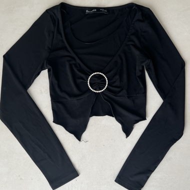Bershka Langarm-Top schwarz