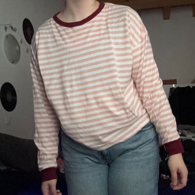 h&m pink and white striped long sleeve