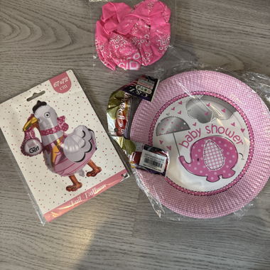 Ballons und Deko für Baby Shower (rosa)