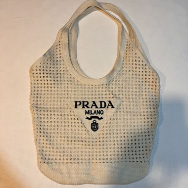 Prada Milano Inspired Crochet Tote – Beige 