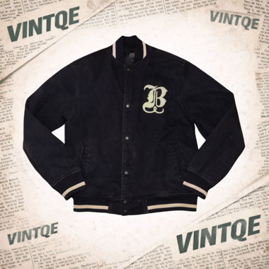Fishbone Varsity Jacket – schwarze Collegejacke