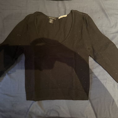 Black Ribbed Knit Top