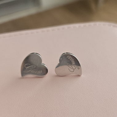 GUESS Silver Heart Stud Earrings