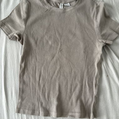 T-shirt côtelé beige