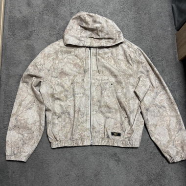 Vintage Khaki camo canvas hooded zip jacket