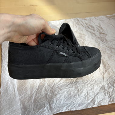 Sneakers mit Plateau, schwarz 