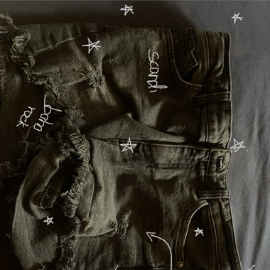 Schwarze/dunkelgraue Jeansshorts