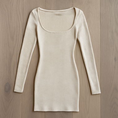 Beiges Rippenkleid von New Yorker – Grösse XS
