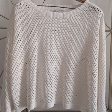 Weisser Lochstrickpullover CARACTERE 36-38