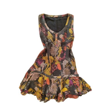 Galliano Floral-Gazette-Print-Kleid