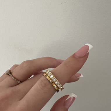 Ring 2 stk mit Zirkonia stainless steel gr. 7