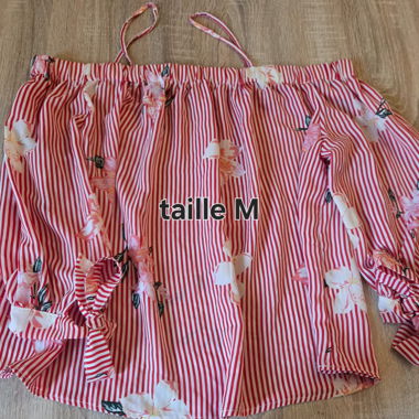 Blumiges Top mit Streifen, Grösse M