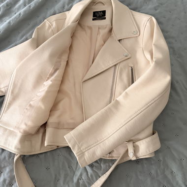 Giacca biker beige Tagl. 38