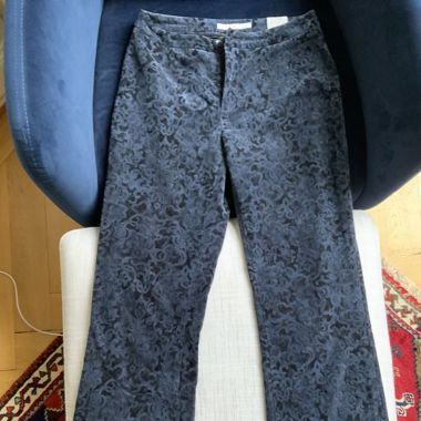 Navy Vintage pants with floral pattern
