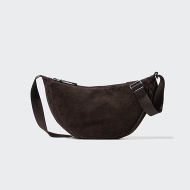 Chocolate dark brown curdoy Fanny pack Uniqlo 