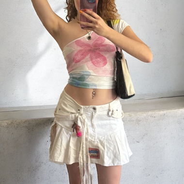 Y2K reworked skirt with dog Pendant 