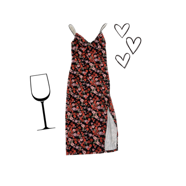 Rotes Kleid (Blumenmuster)