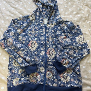 Blue Hoodie with Floral Pattern