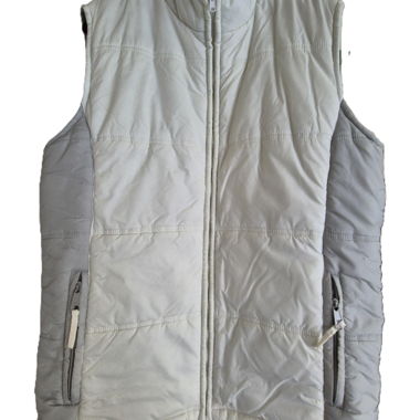 White and Grey Sleeveless Puffer