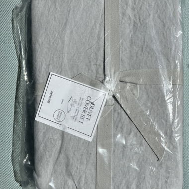 Housse de couette en lin ensemble Gris linge de lit
