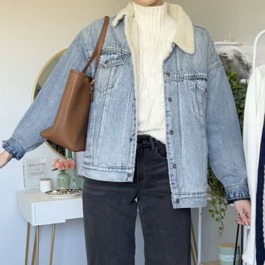 Giacca di jeans Brandy Melville con collo in pelliccia