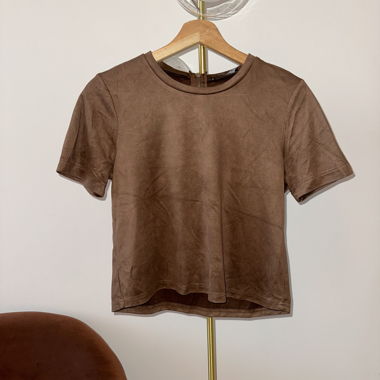 Zara T-shirt marrone in nubuck
