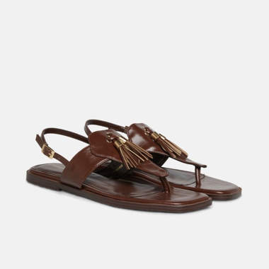 Braune Sandalen mit Fransen